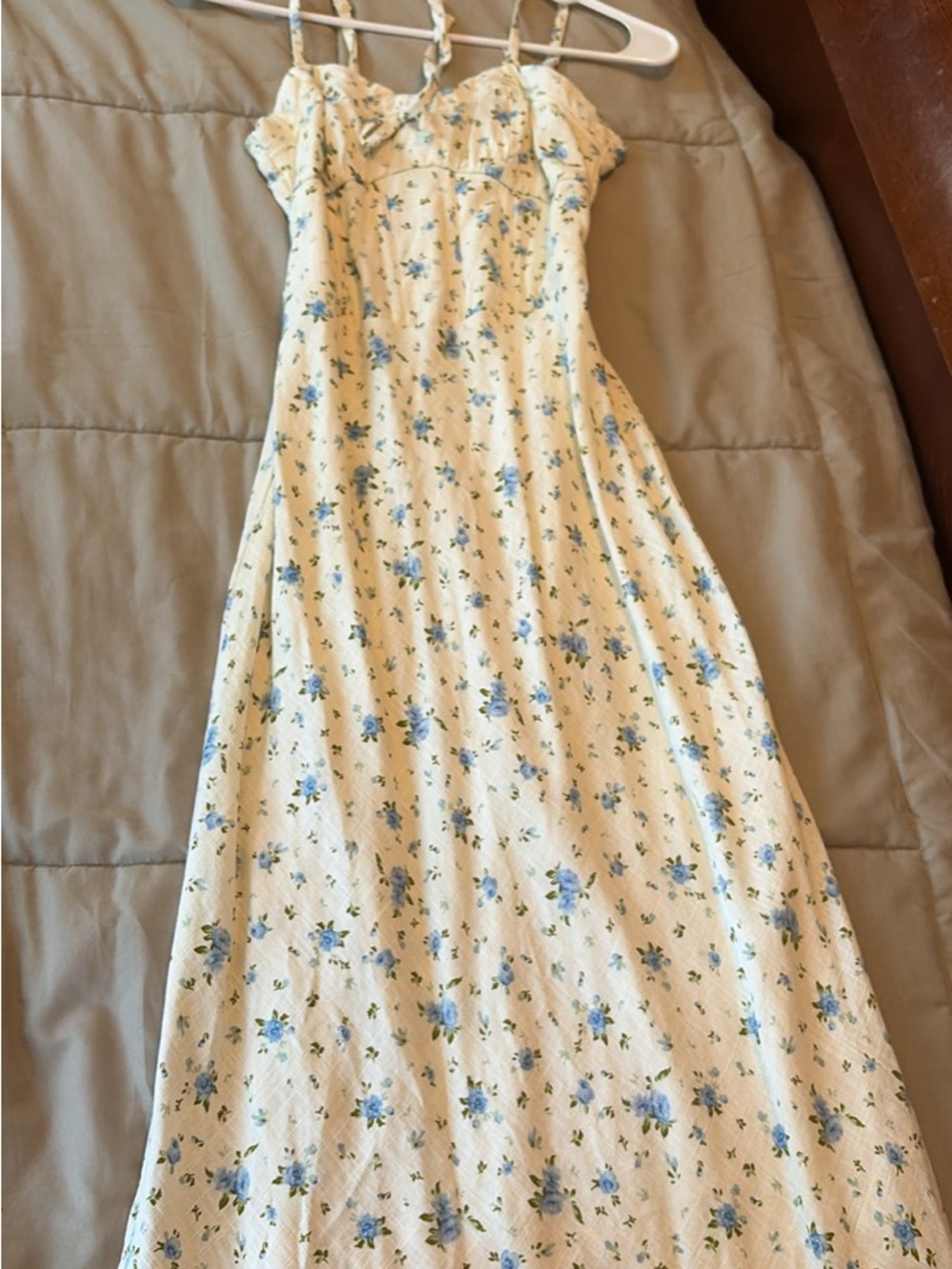 wild fable Cream Maxi Dress with Blue Floral Print